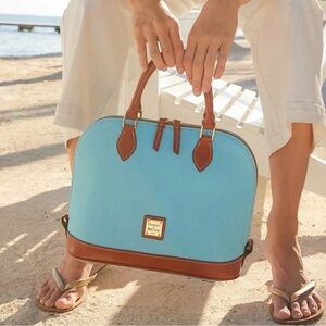 Dooney & Bourke Sky Blue and Tan Satchel